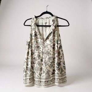 Floral Sleeveless Blouse By Max Studio With Ruffled Collar Detail S‎